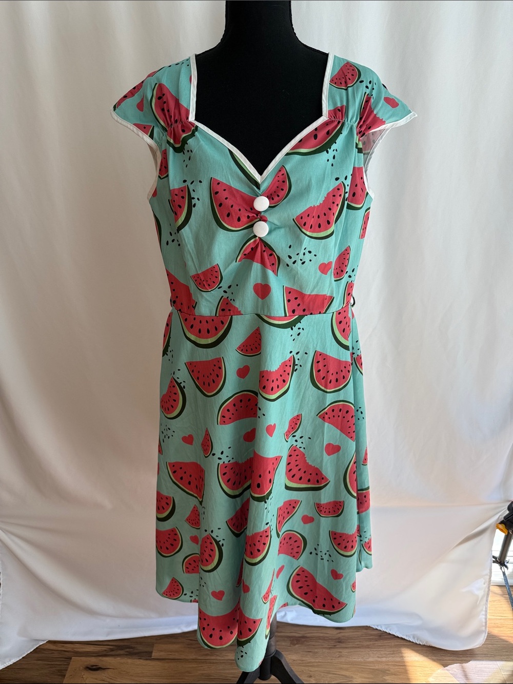 Women’s Mint Watermelon Print Midi Dress